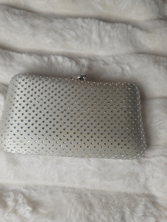 Handbags - Elegant Silver Crystal-Stud Evening Clutch